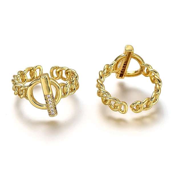 PandaHall Brass Micro Pave Clear Cubic Zirconia Cuff Rings, Open Rings, Long-Lasting Plated, Curb Chain & Toggle Clasps Shape, Real 18K Gold...
PandaHall Brass Micro Pave Clear Cubic Zirconia Cuff Rings, Open Rings, Long-Lasting Plated, Curb Chain & Toggle Clasps Shape, Real 18K Gold...
