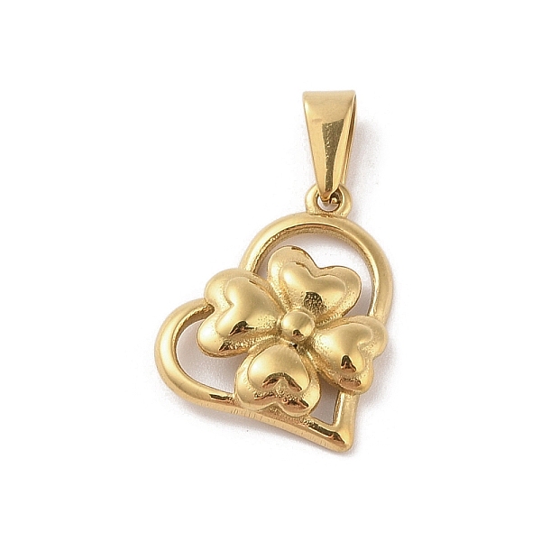 PandaHall Vacuum Plating 304 Stainless Steel Pendants, Heart with Clover Charm, Golden, 21.5x16x3.5mm, Hole: 6x3mm 304 Stainless Steel Heart
PandaHall Vacuum Plating 304 Stainless Steel Pendants, Heart with Clover Charm, Golden, 21.5x16x3.5mm, Hole: 6x3mm 304 Stainless Steel Heart