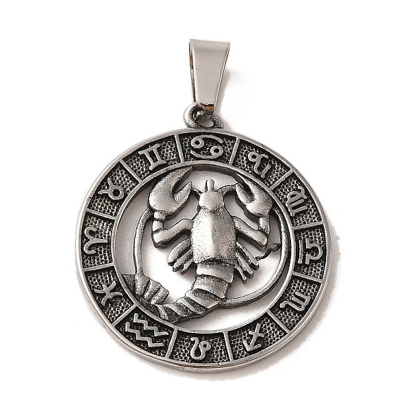 PandaHall 304 Stainless Steel Pendants, Flat Round with Twelve Constellations Charms, Antique Silver, Cancer, 28x25x2mm, Hole: 7x5mm 304...
PandaHall 304 Stainless Steel Pendants, Flat Round with Twelve Constellations Charms, Antique Silver, Cancer, 28x25x2mm, Hole: 7x5mm 304...
