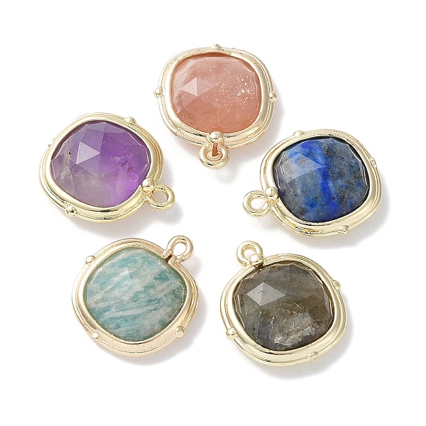 PandaHall Natural Mixed Stone Pendants, Faceted Square Charms, with Golden Plated Brass Edge Loops, 16x14x5mm, Hole: 2mm Mixed Stone Square
PandaHall Natural Mixed Stone Pendants, Faceted Square Charms, with Golden Plated Brass Edge Loops, 16x14x5mm, Hole: 2mm Mixed Stone Square