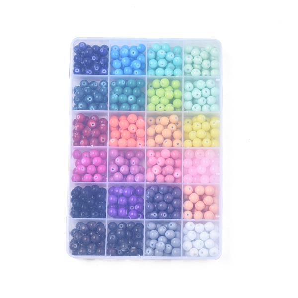 PandaHall Baking Painted Glass Beads, Round, Mixed Color, 8x7.5mm, Hole: 1.2mm, 24 Colors, 20~28Pcs/color, about 550~600Pcs/box Glass Round..., Multicolor
PandaHall Baking Painted Glass Beads, Round, Mixed Color, 8x7.5mm, Hole: 1.2mm, 24 Colors, 20~28Pcs/color, about 550~600Pcs/box Glass Round..., Multicolor