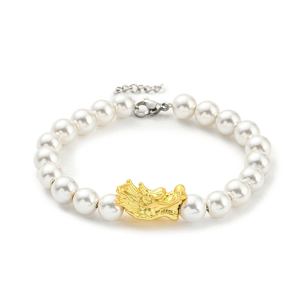 PandaHall Rack Plating Brass Dragon & Plastic Pearl Beaded Bracelet, Real 18K Gold Plated, 7-1/8 inch(18.2cm) Brass Dragon
PandaHall Rack Plating Brass Dragon & Plastic Pearl Beaded Bracelet, Real 18K Gold Plated, 7-1/8 inch(18.2cm) Brass Dragon