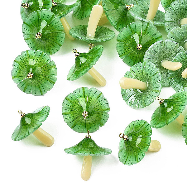 PandaHall Plastic Pendants, with Acrylic and Golden Plated Brass Loops, Mushroom, Sea Green, 23x22~23mm, Hole: 1.5mm Brass+Plastic Mushroom
PandaHall Plastic Pendants, with Acrylic and Golden Plated Brass Loops, Mushroom, Sea Green, 23x22~23mm, Hole: 1.5mm Brass+Plastic Mushroom