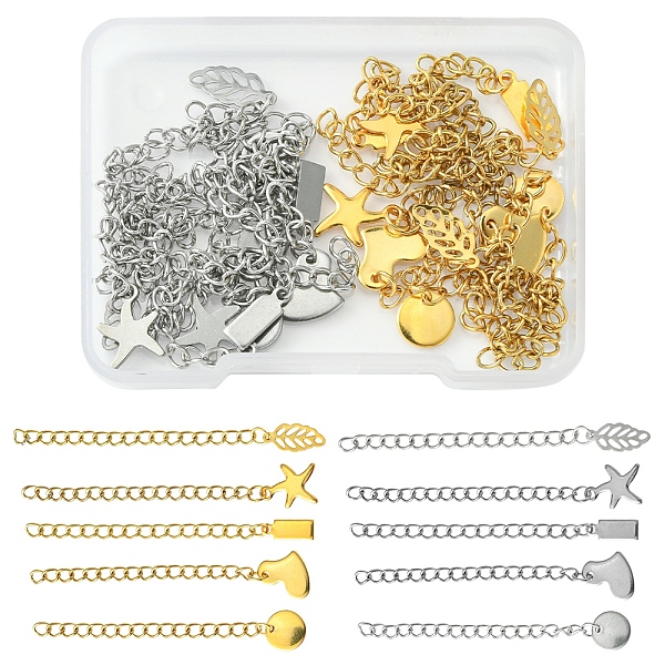 PandaHall 20Pcs 10 Style 304 Stainless Steel Curb Chain Extender, End Chains with 202 Stainless Steel Chains Tabs, Starfish & Flat Round &...
PandaHall 20Pcs 10 Style 304 Stainless Steel Curb Chain Extender, End Chains with 202 Stainless Steel Chains Tabs, Starfish & Flat Round &...