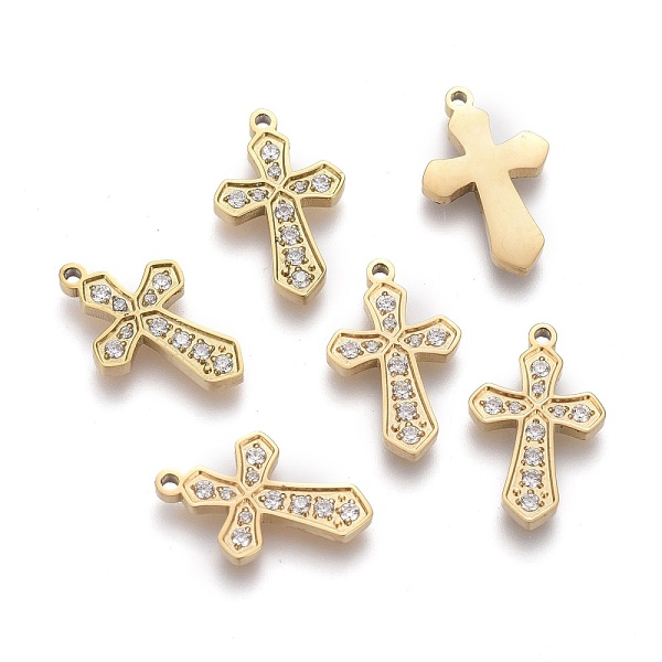 PandaHall 316 Surgical Stainless Steel Cubic Zirconia Tiny Cross Charms, Religion, Golden, 13.5x8.5x1.5mm, Hole: 1mm Stainless Steel+Cubic..., Clear
PandaHall 316 Surgical Stainless Steel Cubic Zirconia Tiny Cross Charms, Religion, Golden, 13.5x8.5x1.5mm, Hole: 1mm Stainless Steel+Cubic..., Clear