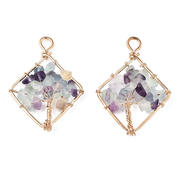 PandaHall Natural Fluorite Pendants, Golden Tone Brass Wire Wrapped, Tree, Rhombus, 43.5~44.5x29.5~31x6.5~7.5mm, Hole: 4mm Fluorite Rhombus
PandaHall Natural Fluorite Pendants, Golden Tone Brass Wire Wrapped, Tree, Rhombus, 43.5~44.5x29.5~31x6.5~7.5mm, Hole: 4mm Fluorite Rhombus