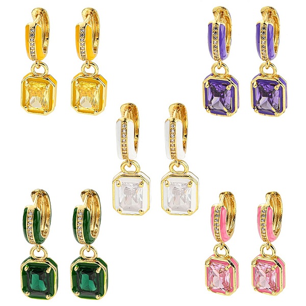 PandaHall Rack Plating Real 18K Gold Plated Brass Enamel Rectangle Dangle Hoop Earrings, with Cubic Zirconia, Lead Free & Cadmium Free..., Multicolor
PandaHall Rack Plating Real 18K Gold Plated Brass Enamel Rectangle Dangle Hoop Earrings, with Cubic Zirconia, Lead Free & Cadmium Free..., Multicolor