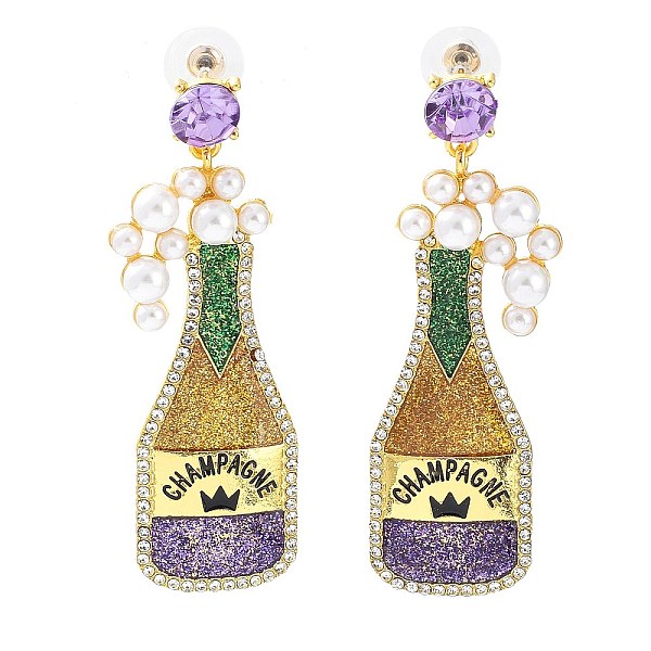 PandaHall Carnival Theme Glitter Zinc Alloy Champagne Winebottle Dangle Stud Earrings, Long Drop Earrings with Plastic Pearl Beaded...
PandaHall Carnival Theme Glitter Zinc Alloy Champagne Winebottle Dangle Stud Earrings, Long Drop Earrings with Plastic Pearl Beaded...