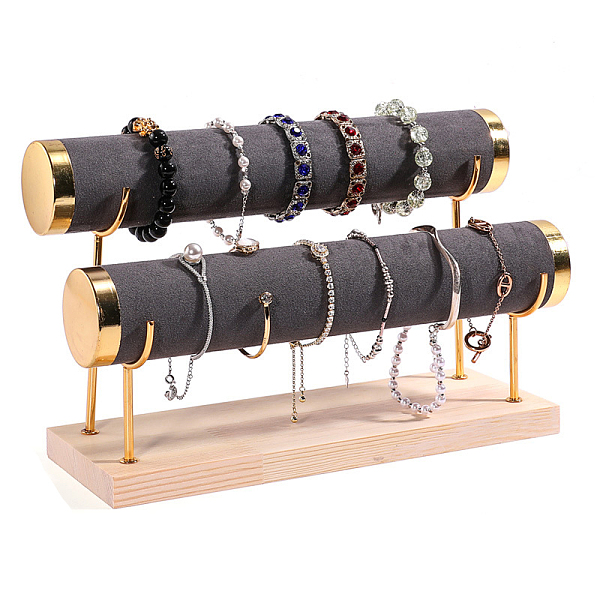PandaHall Velvet 2 T Bar Bracelet Display Rack, Jewelry Organizer Holder with Woode Base, for Bracelets Watch Storage, Gray, 29x10x18.5cm...
PandaHall Velvet 2 T Bar Bracelet Display Rack, Jewelry Organizer Holder with Woode Base, for Bracelets Watch Storage, Gray, 29x10x18.5cm...