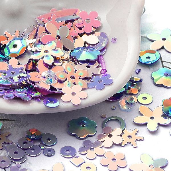 PandaHall Rainbow Iridescent PVC Paillette/Sequins Beads & Links & Pendants, Mixed Shapes, Flower/Snowflake/Oval, Plum, 4~20x4~20x0.3~6mm..., Purple
PandaHall Rainbow Iridescent PVC Paillette/Sequins Beads & Links & Pendants, Mixed Shapes, Flower/Snowflake/Oval, Plum, 4~20x4~20x0.3~6mm..., Purple