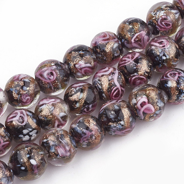 PandaHall Handmade Gold Sand Lampwork Beads, Inner Flower, Round, Black, 10~10.5x9~10mm, Hole: 1.5~2mm Lampwork Round Black
PandaHall Handmade Gold Sand Lampwork Beads, Inner Flower, Round, Black, 10~10.5x9~10mm, Hole: 1.5~2mm Lampwork Round Black