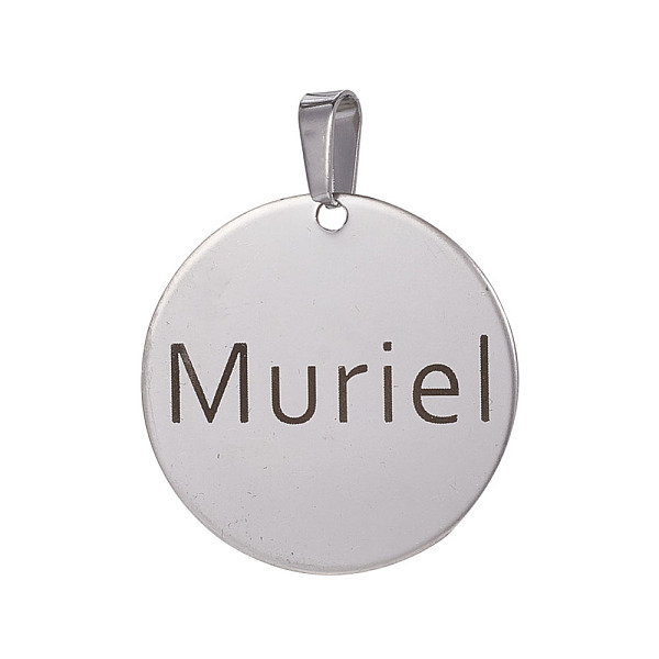 PandaHall Stainless Steel Pendants, Flat Round with Word Muriel, Stainless Steel Color, 30x1mm, Hole: 4x8mm Stainless Steel Flat Round
PandaHall Stainless Steel Pendants, Flat Round with Word Muriel, Stainless Steel Color, 30x1mm, Hole: 4x8mm Stainless Steel Flat Round