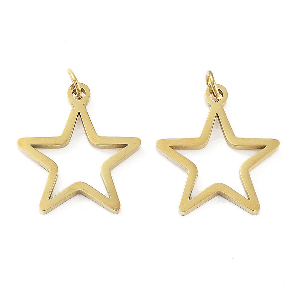 PandaHall 304 Stainless Steel Pendants, Laser Cut, with Jump Ring, Golden, Star, 16.5x15x1mm, Hole: 2mm 304 Stainless Steel Star
PandaHall 304 Stainless Steel Pendants, Laser Cut, with Jump Ring, Golden, Star, 16.5x15x1mm, Hole: 2mm 304 Stainless Steel Star