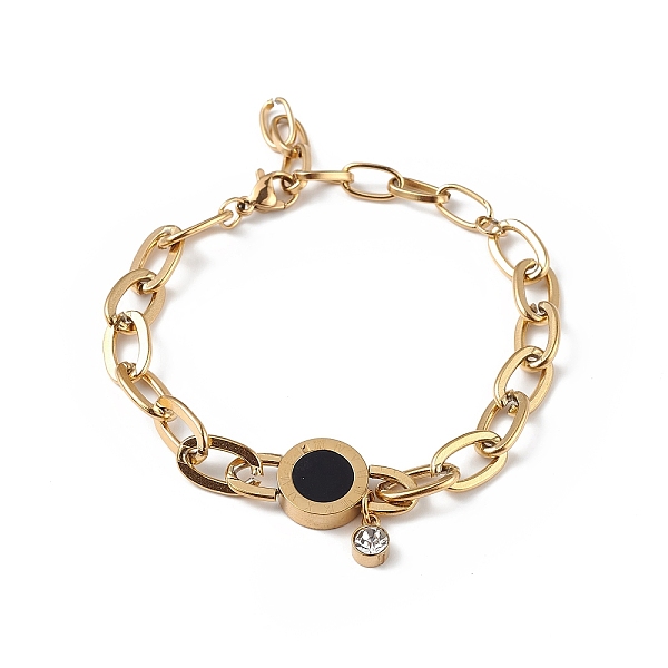 PandaHall Crystal Rhinestone & Roman Number Enamel Link Bracelet, Ion Plating(IP) 304 Stainless Steel Jewelry for Women, Golden, 6-1/4 inch..., Clear
PandaHall Crystal Rhinestone & Roman Number Enamel Link Bracelet, Ion Plating(IP) 304 Stainless Steel Jewelry for Women, Golden, 6-1/4 inch..., Clear