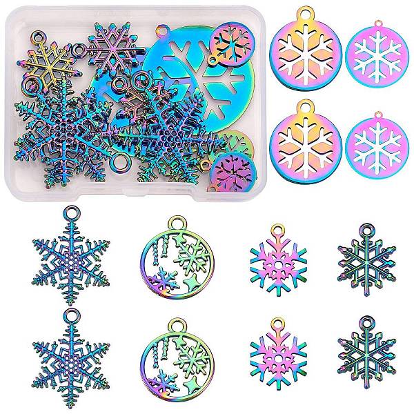 PandaHall 12Pcs 6 Style Rainbow Color Alloy Pendants, Christmas Snowflake, 14~34x11.5~30x1.5mm, Hole: 1.5~2mm, 2pcs/style Alloy Snowflake
PandaHall 12Pcs 6 Style Rainbow Color Alloy Pendants, Christmas Snowflake, 14~34x11.5~30x1.5mm, Hole: 1.5~2mm, 2pcs/style Alloy Snowflake
