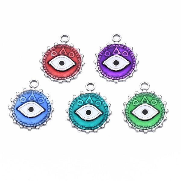 PandaHall 304 Stainless Steel Pendants, with Enamel, Flat Round with Eye, Stainless Steel Color, Mixed Color, 21x18x1.5mm, Hole: 2mm..., Multicolor
PandaHall 304 Stainless Steel Pendants, with Enamel, Flat Round with Eye, Stainless Steel Color, Mixed Color, 21x18x1.5mm, Hole: 2mm..., Multicolor