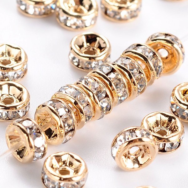PandaHall Brass Rhinestone Spacer Beads, Grade AAA, Straight Flange, Nickel Free, Light Gold Metal Color, Rondelle, Crystal, 4x2mm, Hole..., Clear
PandaHall Brass Rhinestone Spacer Beads, Grade AAA, Straight Flange, Nickel Free, Light Gold Metal Color, Rondelle, Crystal, 4x2mm, Hole..., Clear