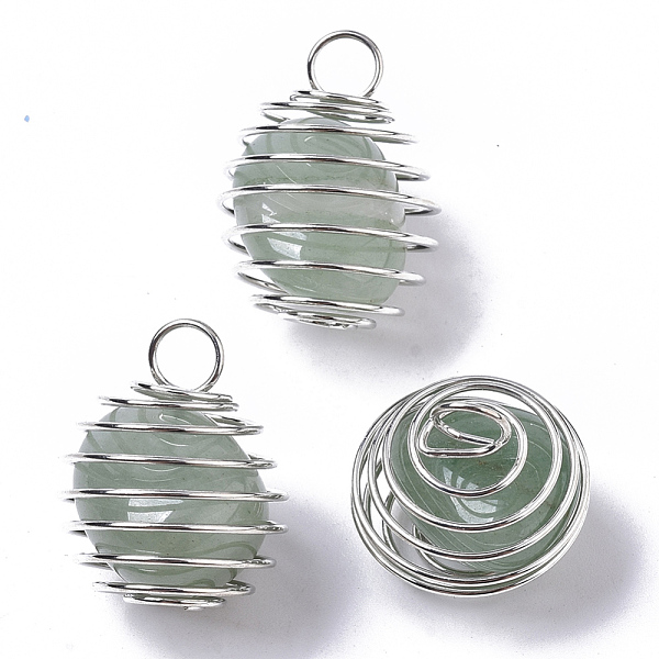 PandaHall Iron Wrap-around Spiral Bead Cage Pendants, with Natural Green Aventurine Beads inside, Round, Platinum, 21x24~26mm, Hole: 5mm...
PandaHall Iron Wrap-around Spiral Bead Cage Pendants, with Natural Green Aventurine Beads inside, Round, Platinum, 21x24~26mm, Hole: 5mm...