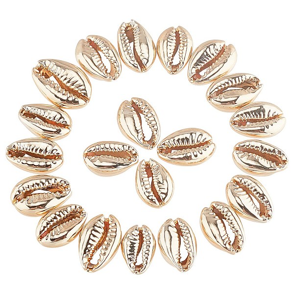 PandaHall Electroplated Shell Beads, Cowrie Shells, Light Gold, 15~20x10~12x5~6mm, Hole: 12~14x2~3mm Cowrie Shell Shell Shape
PandaHall Electroplated Shell Beads, Cowrie Shells, Light Gold, 15~20x10~12x5~6mm, Hole: 12~14x2~3mm Cowrie Shell Shell Shape