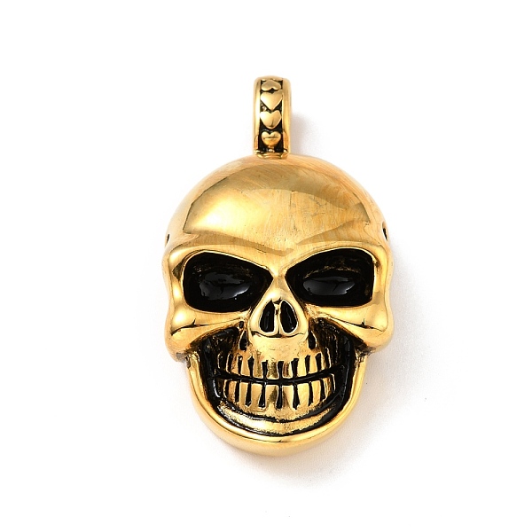PandaHall Vacuum Plating 304 Stainless Steel Pendants, Skull, Antique Golden, 45x23.5x11mm, Hole: 6.5x5mm 304 Stainless Steel Skull
PandaHall Vacuum Plating 304 Stainless Steel Pendants, Skull, Antique Golden, 45x23.5x11mm, Hole: 6.5x5mm 304 Stainless Steel Skull