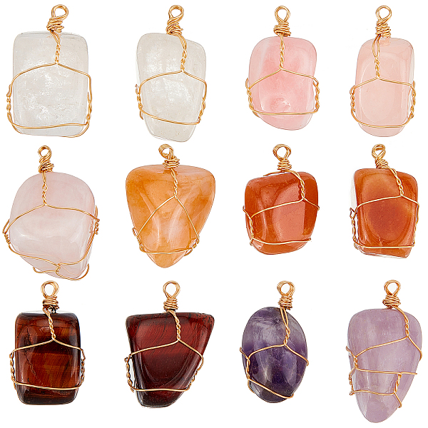 PandaHall FINGERINSPIRE 12 Pcs Irregular Natural Gemstone Pendant Gold Plated Wire Wrapped Pendants Amethyst Quartz Green Red Aventurine...
PandaHall FINGERINSPIRE 12 Pcs Irregular Natural Gemstone Pendant Gold Plated Wire Wrapped Pendants Amethyst Quartz Green Red Aventurine...