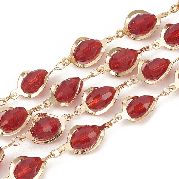 PandaHall Handmade Brass Beaded Chains, Soldered, with Glass, Real 18K Gold Plated, Red, 16.5x8x6mm Brass+Glass Red
PandaHall Handmade Brass Beaded Chains, Soldered, with Glass, Real 18K Gold Plated, Red, 16.5x8x6mm Brass+Glass Red