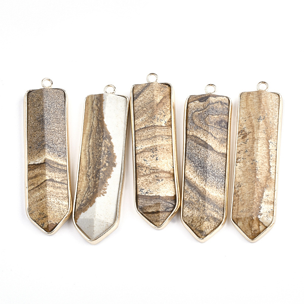 PandaHall Natural Picture Jasper Big Pendants, with Brass Findings, Sword, Golden, 56~57x15~16x6.5~7.5mm, Hole: 1.8mm Picture Jasper Others
PandaHall Natural Picture Jasper Big Pendants, with Brass Findings, Sword, Golden, 56~57x15~16x6.5~7.5mm, Hole: 1.8mm Picture Jasper Others