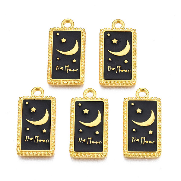 PandaHall Rack Plating Golden Alloy Enamel Pendants, Cadmium Free & Lead Free, Rectangle with Moon & Word, Black, 23x12x2mm, Hole: 2mm...
PandaHall Rack Plating Golden Alloy Enamel Pendants, Cadmium Free & Lead Free, Rectangle with Moon & Word, Black, 23x12x2mm, Hole: 2mm...