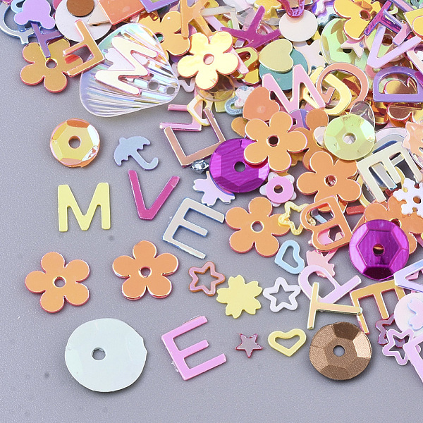 PandaHall Ornament Accessories, PVC Plastic Paillette/Sequins Beads, Mixed Shapes with Letter, Mixed Color, 2~11x3~12x0.4~1mm, Hole: 0.9~1mm..., Multicolor
PandaHall Ornament Accessories, PVC Plastic Paillette/Sequins Beads, Mixed Shapes with Letter, Mixed Color, 2~11x3~12x0.4~1mm, Hole: 0.9~1mm..., Multicolor