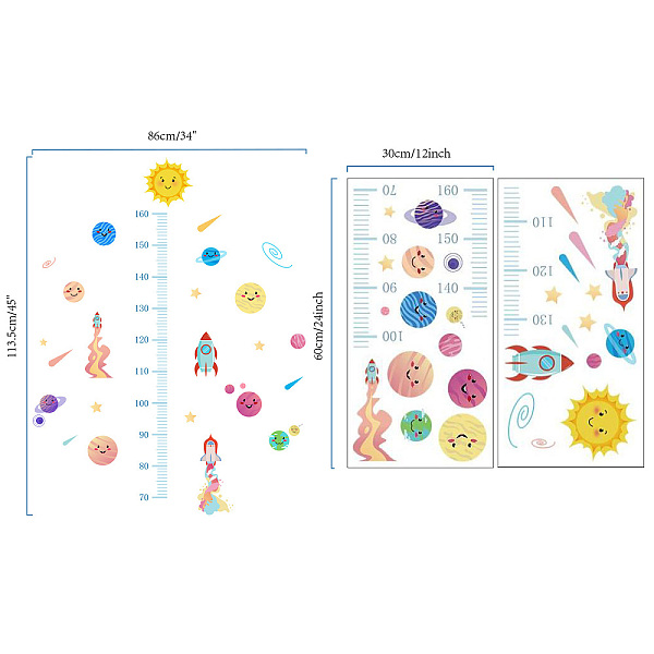 PandaHall Universe Theme, PVC Height Growth Chart Wall Sticker, for Kids Measuring Ruler Height, Colorful, 30x60cm, 2 sheets/set Plastic...
PandaHall Universe Theme, PVC Height Growth Chart Wall Sticker, for Kids Measuring Ruler Height, Colorful, 30x60cm, 2 sheets/set Plastic...