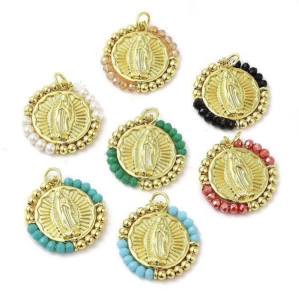 PandaHall Rack Plating Brass pendants, with Glass Beads, Lead Free & Cadmium Free, Flat Round with Saint Charm, Real 18K Gold Plated..., Multicolor
PandaHall Rack Plating Brass pendants, with Glass Beads, Lead Free & Cadmium Free, Flat Round with Saint Charm, Real 18K Gold Plated..., Multicolor