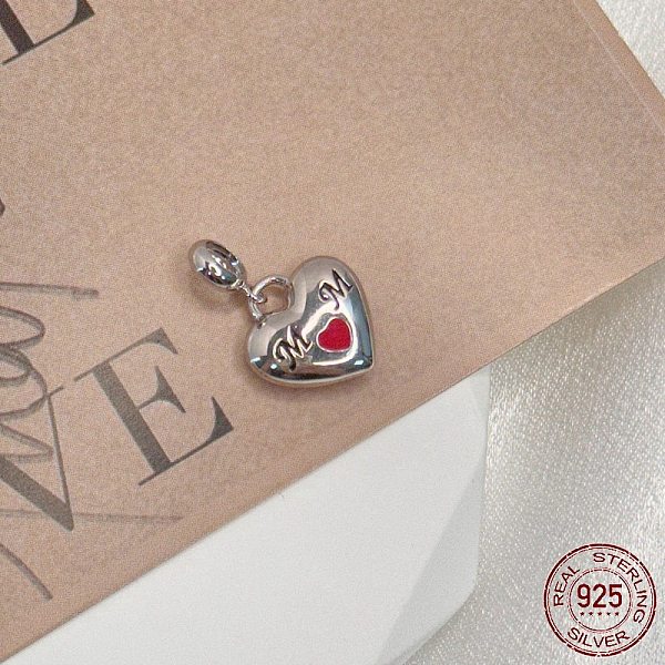 PandaHall Rhodium Plated 925 Sterling Silver Enamel European Dangle Charms, Large Hole Pendants, Heart with Word Mom, Real Platinum Plated..., Red
PandaHall Rhodium Plated 925 Sterling Silver Enamel European Dangle Charms, Large Hole Pendants, Heart with Word Mom, Real Platinum Plated..., Red