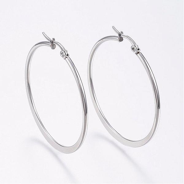PandaHall 304 Stainless Steel Big Hoop Earrings, Hypoallergenic Earrings, Flat Ring Shape, Stainless Steel Color, 12 Gauge, 44~46x2mm, Pin...
PandaHall 304 Stainless Steel Big Hoop Earrings, Hypoallergenic Earrings, Flat Ring Shape, Stainless Steel Color, 12 Gauge, 44~46x2mm, Pin...