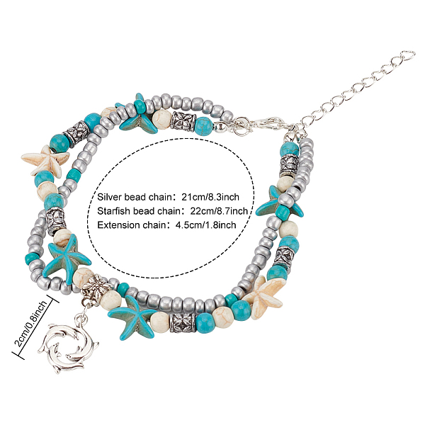 PandaHall ANATTASOUL 8Pcs 8 Style Synthetic Turquoise Starfish & Seed & Resin Beaded Double Layer Multi-strand Anklets Set, Tortoise & Shell..., Green
PandaHall ANATTASOUL 8Pcs 8 Style Synthetic Turquoise Starfish & Seed & Resin Beaded Double Layer Multi-strand Anklets Set, Tortoise & Shell..., Green
