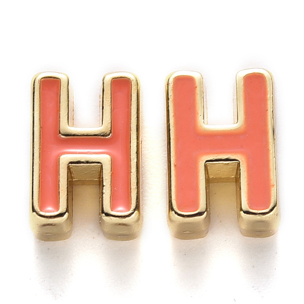 PandaHall Rack Plating Alloy Enamel Beads, Cadmium Free & Nickel Free & Lead Free, Light Gold, Coral, Letter.H, H: 10x7x4.5mm, Hole: 1.6mm..., Red
PandaHall Rack Plating Alloy Enamel Beads, Cadmium Free & Nickel Free & Lead Free, Light Gold, Coral, Letter.H, H: 10x7x4.5mm, Hole: 1.6mm..., Red