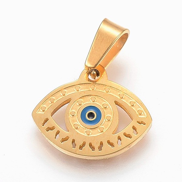 PandaHall 304 Stainless Steel Enamel Pendants, Eye, Golden, 13x16x1.5mm, Hole: 4x7mm 304 Stainless Steel Eye Blue
PandaHall 304 Stainless Steel Enamel Pendants, Eye, Golden, 13x16x1.5mm, Hole: 4x7mm 304 Stainless Steel Eye Blue
