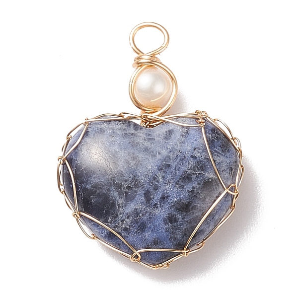 PandaHall Natural Sodalite & Freshwater Pearl Pendants, with Real 18K Gold Plated Copper Wire Wrapped, Heart, 33~36.5x24.5x8.5~11.5mm, Hole...
PandaHall Natural Sodalite & Freshwater Pearl Pendants, with Real 18K Gold Plated Copper Wire Wrapped, Heart, 33~36.5x24.5x8.5~11.5mm, Hole...