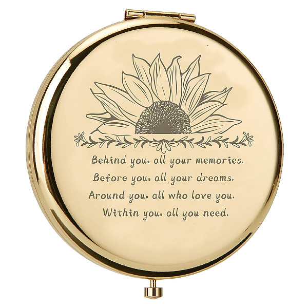 PandaHall CREATCABIN 1Pc Stainless Steel Customization Mirror, Flat Round with Flower & Word, with 1Pc Rectangle Velvet Pouch, Golden...
PandaHall CREATCABIN 1Pc Stainless Steel Customization Mirror, Flat Round with Flower & Word, with 1Pc Rectangle Velvet Pouch, Golden...