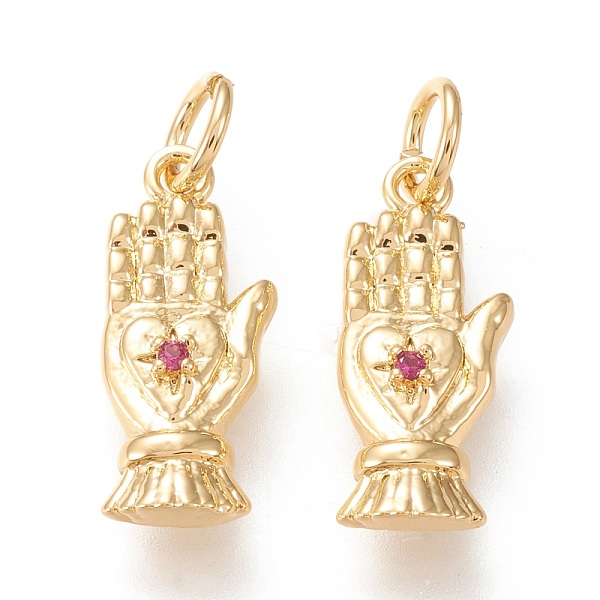 PandaHall Brass Micro Pave Cubic Zirconia Pendants, with Jump Rings, Long-Lasting Plated, Palm with Heart, Magenta, Golden, 17x7x2.5mm, Hole..., Pink
PandaHall Brass Micro Pave Cubic Zirconia Pendants, with Jump Rings, Long-Lasting Plated, Palm with Heart, Magenta, Golden, 17x7x2.5mm, Hole..., Pink