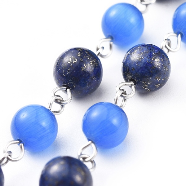 PandaHall Handmade Natural & Synthetic Mixed Gemstone Beaded Chains, Unwelded, with Cat Eye Beads and 304 Stainless Steel Eye Pin, Round...
PandaHall Handmade Natural & Synthetic Mixed Gemstone Beaded Chains, Unwelded, with Cat Eye Beads and 304 Stainless Steel Eye Pin, Round...
