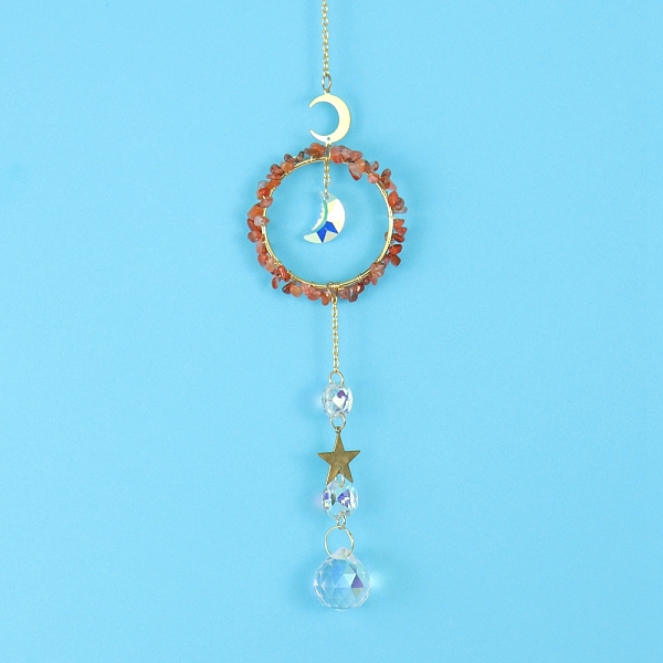 PandaHall Glass & Brass Pendant Decorations, Suncatchers, Rainbow Makers, with Chips Carnelian, for Home Decoration, 400mm Carnelian Flat...
PandaHall Glass & Brass Pendant Decorations, Suncatchers, Rainbow Makers, with Chips Carnelian, for Home Decoration, 400mm Carnelian Flat...
