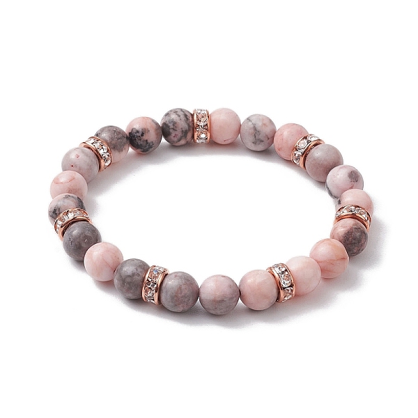 PandaHall 8.5mm Round Natural Pink Zebra Jasper Beaded Stretch Bracelets, Brass Rhinestone Spacer Bead Bracelets for Women, Rose Gold, Inner..., Clear
PandaHall 8.5mm Round Natural Pink Zebra Jasper Beaded Stretch Bracelets, Brass Rhinestone Spacer Bead Bracelets for Women, Rose Gold, Inner..., Clear