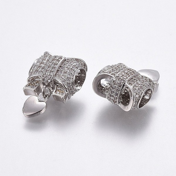 PandaHall Brass Micro Pave Cubic Zirconia European Dangle Charms, Large Hole Pendants, Bowknot and Heart, Clear, Platinum, 18x12x8mm, Hole...
PandaHall Brass Micro Pave Cubic Zirconia European Dangle Charms, Large Hole Pendants, Bowknot and Heart, Clear, Platinum, 18x12x8mm, Hole...