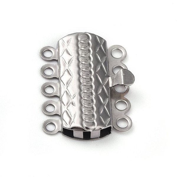 PandaHall 304 Stainless Steel Box Clasps, Multi-Strand Clasps, 5-Strands, 10-Holes, Rectangle with Flower, Stainless Steel Color...
PandaHall 304 Stainless Steel Box Clasps, Multi-Strand Clasps, 5-Strands, 10-Holes, Rectangle with Flower, Stainless Steel Color...