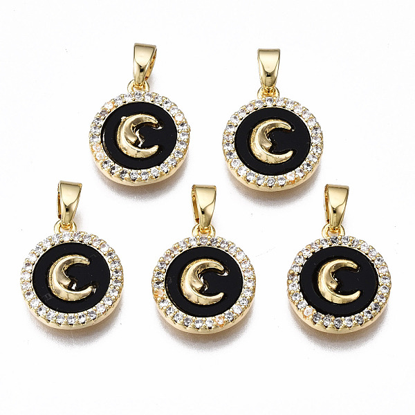 PandaHall Brass Micro Pave Clear Cubic Zirconia Charms, with Enamel, Nickel Free, Flat Round with Moon, Real 18K Gold Plated, Black...
PandaHall Brass Micro Pave Clear Cubic Zirconia Charms, with Enamel, Nickel Free, Flat Round with Moon, Real 18K Gold Plated, Black...