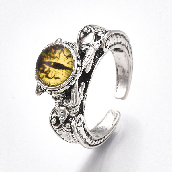 PandaHall Alloy Cuff Finger Rings, with Glass, Wide Band Rings, Dragon Eye, Antique Silver, Yellow, US Size 8 1/2(18.5mm) Alloy Yellow
PandaHall Alloy Cuff Finger Rings, with Glass, Wide Band Rings, Dragon Eye, Antique Silver, Yellow, US Size 8 1/2(18.5mm) Alloy Yellow