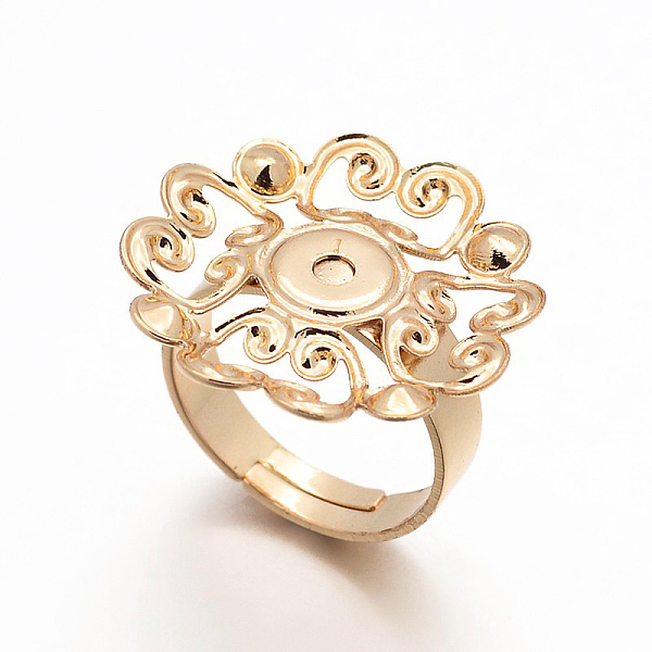 PandaHall Adjustable Brass Filigree Ring Setting Components, Long-Lasting Plated, Flower Pad Ring Bases, Golden, 17mm, Tay: 24x0.6mm Brass
PandaHall Adjustable Brass Filigree Ring Setting Components, Long-Lasting Plated, Flower Pad Ring Bases, Golden, 17mm, Tay: 24x0.6mm Brass