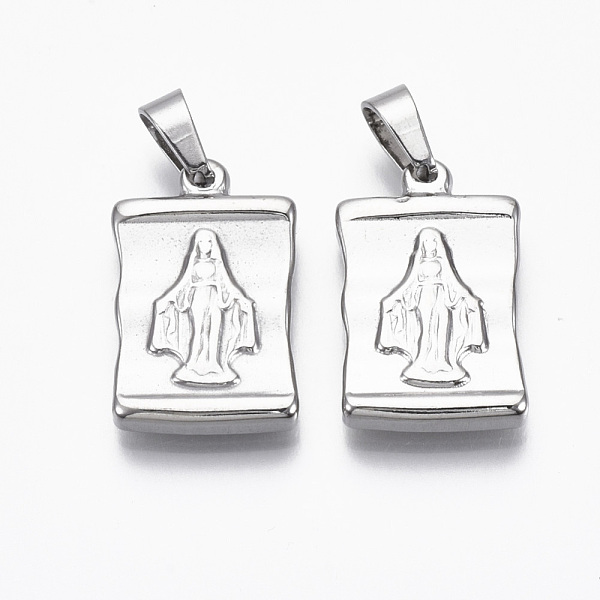 PandaHall 304 Stainless Steel Pendants, Rectangle with Virgin Mary & Cross, Stainless Steel Color, 24x15x3.5mm, Hole: 4x6mm 304 Stainless...
PandaHall 304 Stainless Steel Pendants, Rectangle with Virgin Mary & Cross, Stainless Steel Color, 24x15x3.5mm, Hole: 4x6mm 304 Stainless...