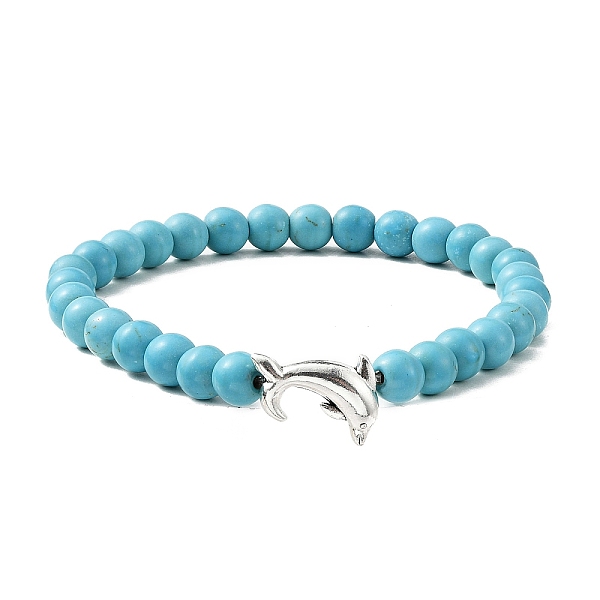 PandaHall Tibetan Style Alloy Dolphin & Synthetic Turquoise Round Beaded Stretch Bracelet, Sky Blue, Inner Diameter: 2 inch(5cm) Synthetic...
PandaHall Tibetan Style Alloy Dolphin & Synthetic Turquoise Round Beaded Stretch Bracelet, Sky Blue, Inner Diameter: 2 inch(5cm) Synthetic...