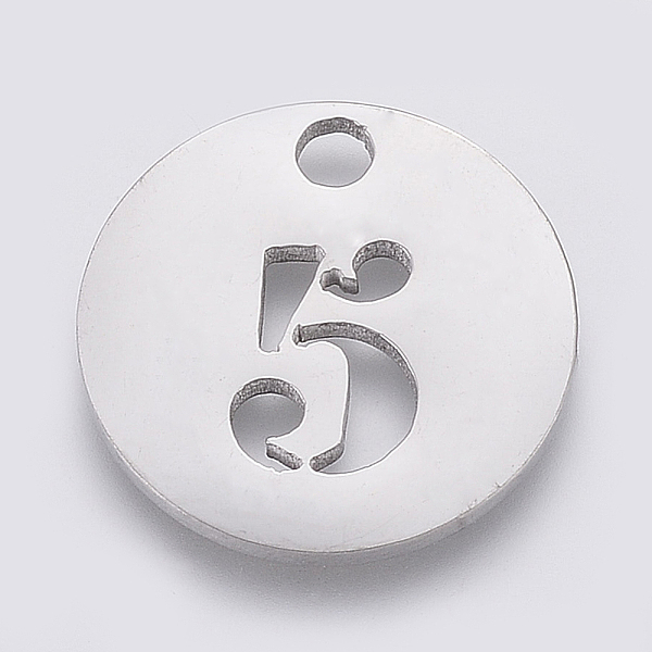 PandaHall 304 Stainless Steel Pendants, Cut-Out, Hollow, Flat Round with Number, Stainless Steel Color, Num.5, 19x1.5mm, Hole: 2.5mm 304...
PandaHall 304 Stainless Steel Pendants, Cut-Out, Hollow, Flat Round with Number, Stainless Steel Color, Num.5, 19x1.5mm, Hole: 2.5mm 304...